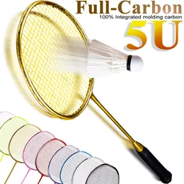 Adulto profissional raquete de badminton de carbono completo treinamento leve 5ug4 tanto ofensiva quanto defensiva corda mão cola raquete 1 pçs 240202