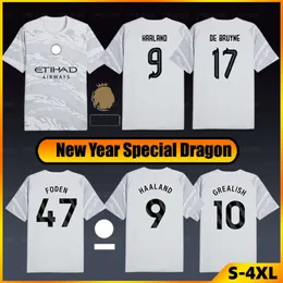 Camisa de dragão de ano novo HAALAND FODEN DE BRUYNE PHILLIPS MANS CIDADES Alvarez GREALISH FÃS BERNARDO STONES DOKU RODRIGO Camisa de futebol masculina