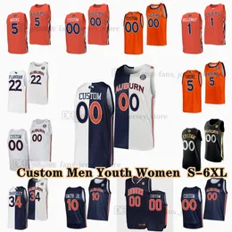 NCAA Custom S-6XL Auburn Tigers College Camisas de basquete 4 Johni Broome 3 Tre Donaldson 0 K.D.Johnson 44 Dylan Cardwell 31 haney Johnson 5 Chris Moore 24 Lior Berman