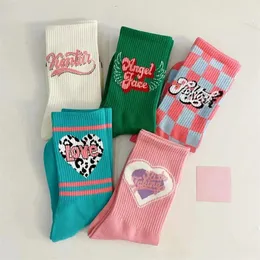 Women Socks Kawaii Love Print Female High Beauty in Autumn Winter Fried Street Harajuku Middle Tube