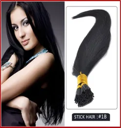 كامل 05GS 300SPACK 14039039 24 QUOT keratin stick i tip extensions Human Hair Extensions Brazilian Hair 1B Natural Black DH7353429