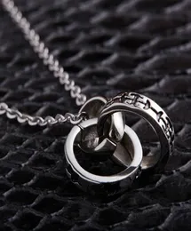 pendant men039s Three Stainless steel jewelry lovers Titanium Ring Necklace que Silver Pendant9145622