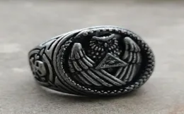 Vintage Gümüş Renk Tüm Gören Göz Piramit Illuminati Baykuş Kafatası Biker Yüzükler Erkekler Masonik Jewelry8453073