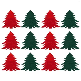キッチンストレージ12pcsクリスマスツリーシェイプテーブルウェアホルダーバッグクリエイティブナイフフォークポーチカトラリーデリケートシルバーウェアバッグ（赤は
