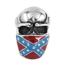 Klasyczna amerykańska flaga niewierna pierścień czaszki biżuteria ze stali nierdzewnej Vintage Star Motor Biker Men Pierścień SWR06584942908