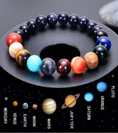 I più venduti in Europa e America Braccialetti con fili di perline Bracciale con otto planetari di sabbia blu naturale Sistema solare galassia cosmica4416760