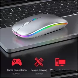 Mouse Bluetooth USB Mouse wireless ricaricabile 2.4Ghz LED leggero silenzioso design ergonomico touch per laptop Book Ipad Pc Computer Drop Dhokr