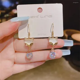 Dangle Brincos Luxo Zircão Para Mulheres Forma Bonito Pingente S925 Agulha de Prata Opala Jóias de Festa de Casamento