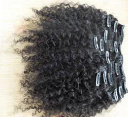 brazilian curly hair weft clip in kinky curl weaves unprocessed natural black color human extensions can be dyed 1piece8007221