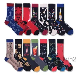 Herrensocken Männer Mode Cartoon Cola Rotwein Gitarre Fahrrad Anker Lustige Harajuku Hip Hop Street Style Glücklich Casual Skate Baumwolle Socken Herren JYA4