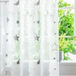 Curtain 1pc Translucent Sheer Curtains Moon Star Printed Window Curtain For Home Living Room Bedroom Decoration Tool Parts