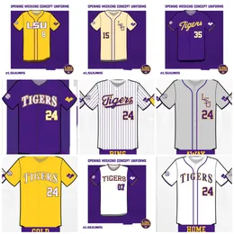 2023 Mens Custom LSU Tigers 야구 저지 그리핀 청어 블레이크 머니 크리스천 리틀 아켄 하우 센 개렛 에드워즈 사무엘 더튼 체이스 쇼즈 브라이스 콜린스