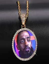 Personalizado pos colares jóias moda 18k banhado a ouro círculo memória pingente bling zircon pavimentado hip hop masculino feminino presentes1316241