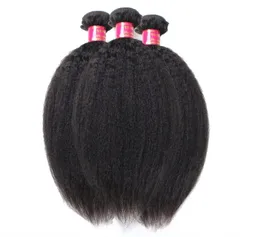Qualidade 10A Não Processado Mongol Cabelo Afro Kinky Straight Weave Extensões 3 Pçs / Lote Italiano Grosso Yaki Cabelo Humano Weft1685453