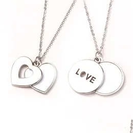 Pendants Sublimation Necklaces Pendant Transfer Print Hollow Out Necklace Flat Chain Heart Shaped Item For Valentines Day Drop Deliver Dh7Tw