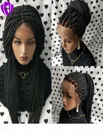200 densidade caixa tranças perucas dianteiras do laço para mulheres negras americanas longo preto marrom loira trançada peruca com natural hairline2704883