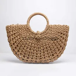 Totes Fashion Straw Bag Paper Rope Round Bucket Hollow Woven Retro Casual Belt Buckle Hand bolsas femininas shopper bagH24217