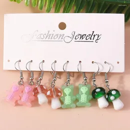 Dangle Earrings Cartoon Animal Bear Drop Set For Women Resin Mushroom Hooks Girls Party Holiday Jewelry Accessories