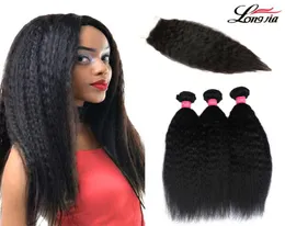 Peruvian Kinky Straight Hair Weave Bundles With Closure 100 Human Hair 3 Bundles With Lace Closure Yaki Straight Hair29395303173693