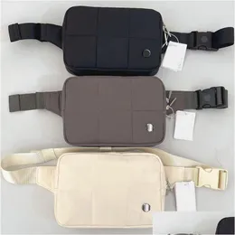 Utomhuspåsar ll quited Grid Belt Bag Yoga Sports Shoder Strap Mti-Function Mobiltelefon Plånbok 3 Färger Drop Leverans utomhus OteJK