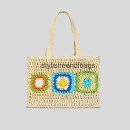 Borse a tracolla Bohemian Granny Square Borsa tote grande in paglia Borsa casual in carta intrecciata da donna Borse da spiaggia estive fatte a mano Borsa grande BaliH24217