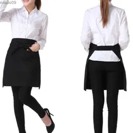 Aprons Unisex Half Bust Bib Apron Restaurant Kitchen Coffee Tea Shop Waitress Uniforms Waist Short Apron With Pockets