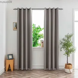 Curtain 1PC Blackout Curtains for Bedroom Full Light Blocking Drapes With Black Backing Thermal Insulated For Living Room Grey