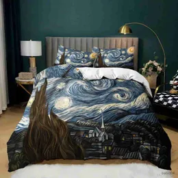 Sängkläder set Starry Night Van Gogh duvet Cover Set Queen Sizeoil Målning Famous Modern IC Sky Star ArtDecorative 3 Piece Bedding Set