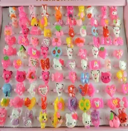 Candy Color Plastic Kids Rings For Girls Cartoon KT Cute Animal Rabbit Bear Children039S Day Jewelry For Christmas ps14184430709