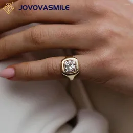 Anéis de cluster Jovovasmile 2 Moissanite 14k ouro 7.5mm Old Mine Almofada Corte Vintage Conjunto Branco para Homem e Mulher