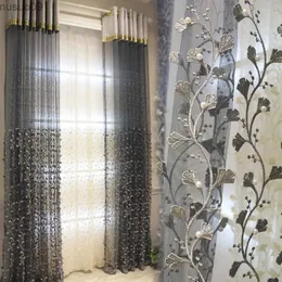 Curtain Curtains for Living Room Dining Bedroom Modern Embossed Floating Embroidered Beaded Gauze Finished Yarn Gray Balcony Windows