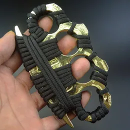 Utomhus självförsvar Finger Tiger Hand Palm Four Zinc Alloy Safety Defense Broken Windowed Rope Pocket EDC Tool OQ8H