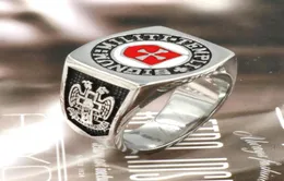 Nya manliga Iron Knights Templar Cross Silver Mason Masonic Band Rostfritt stål Ring Vintage Mason smycken Ringar för män WOM8403425