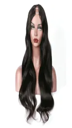 Lång vågig u del mänskliga hår peruker jungfru malaysiska kroppsvåg remy glueless mänskligt hår uppstart Wig Middle U öppnar 1quotx4quot9432554382204