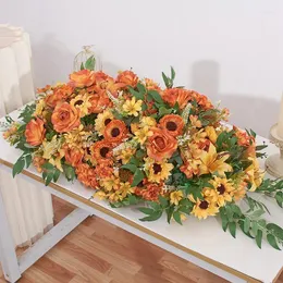 Kwiaty dekoracyjne Wedding Flower Art Wysokiej jakości sztuczny rustykalny zielony stolik centralny panelu biegacza do dekoracji