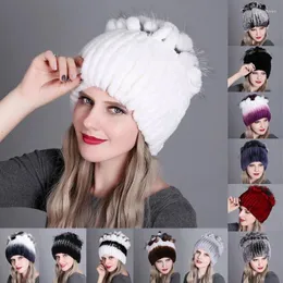 Berets natural rex boné de pele de inverno chapéus f/mulheres russo feminino chapelaria quente gorros bonés tricô chapéu com orelha protec