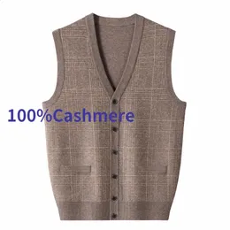 Arrivo di alta qualità autunno inverno grande 100shmere cardigan gilet uomo scollo a V maglione ispessimento spalle taglie forti S-5XL 240129