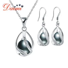 Dmsfp001 conjuntos de joias de pérola prata 925 joias 89mm estilo boêmio conjunto de pérolas preto branco rosa roxo para mulheres 6398003