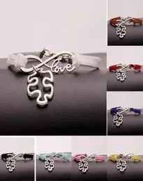 10pcslot Infinity Love 8 Autism puzzle Pendant Bracciale Charm Womenmen Simple Braceletsbangles Gioielli Regalo A1472580217289111