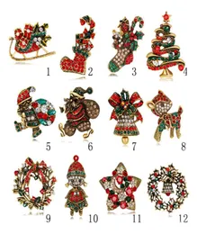 New XMAS Gifts Jewelry Whole Christmas tree Brooches Vintage Alloy Multicolor Crystal Christmas Brooch Bouquet Costume Pins In2360419