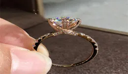 18K Rose Gold Jewelry White Nturl Zircon Ring للنساء Round Shpe Nillos de Bizuteri Gemstone 18 K Rose Gold Dimond Rings7545009