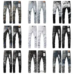 Mens Designer Roxo Jeans Distress Rasgado Motocicleta Slim Straight Splash-Ink Dobrado Calças Mens Imprimir para Fazer Calças de Moda Antiga Tamanho 28-40 PUHE