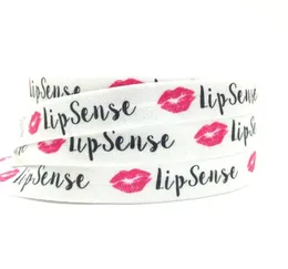 5 8 Lip Sense Print Fold Over Elastic Whole Lips Printed Foe Elastic Tape Ribbon Webbing for Girls Pony Tail Holder Hair Tie Brace6088223