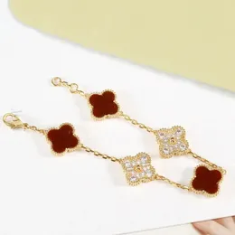 2024 Classics 4/four Leaf Clover Charm Bracelets Bangle Chain 18k Gold Agate Shell Mother-of-pearl for Women Girl Wedding Mother' Day Jewelry Gifts Q8