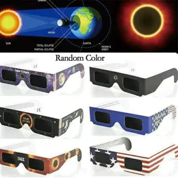 نظارات الشمس 50pcs ورقة عشوائية اللون الكلي المراقبة الشمسية ثلاثية الأبعاد الكسوف في الهواء الطلق نظارات مشاهدة UV