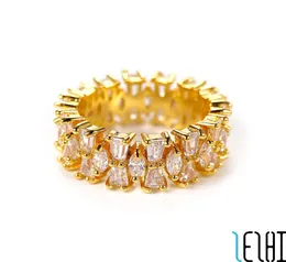 Personlighetsengagemang Eternal Love Wedding Ring Bowknot Snowflake 18K Gold Plating Diamond Wed Ice Up Rings Charm Fashion Engagem9010204