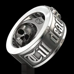 Till Death Do Us Part039 Hip Hop Men039s Fashion Edelstahl Black Diamond Skull Band Ring Punk Gothic Engagement Jewelr7605515