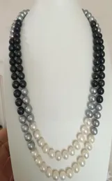 Fina pärlor smycken elegant 910mm sydsjön runt flerfärgade pärlhalsband 35 tum 14k5358193