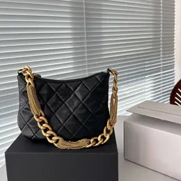 Дизайнерская сумка на плечо с ромбической решеткой и толстой цепочкой, сумка-хобо подмышками, модная универсальная женская сумка на одно плечо