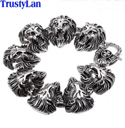 TrustyLan Tier Löwenkopf Schmuck Zubehör Gothic Cool Edelstahl Herren Armbänder Armreifen Rock Punk Armband Brazalet C1814672203